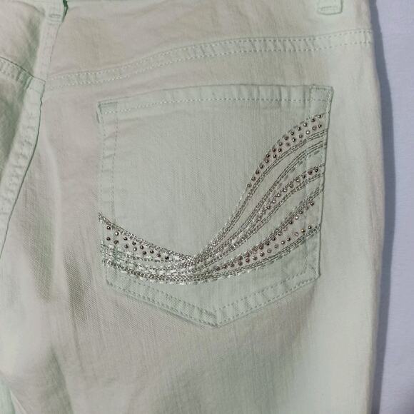 Style & Co Boyfriend Jeans Women's 14 Mint Green Embellished Pockets Cotton EUC - Picture 8 of 12